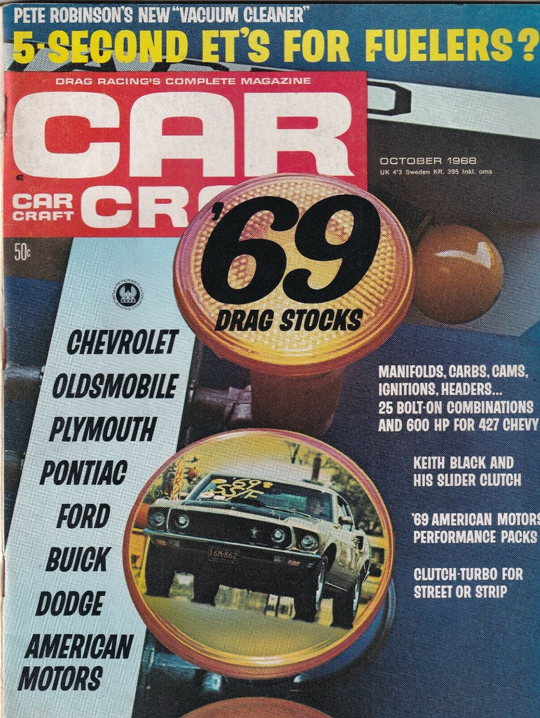 Car Craft Mag '69 Drag Stocks October 1968 102119nonr