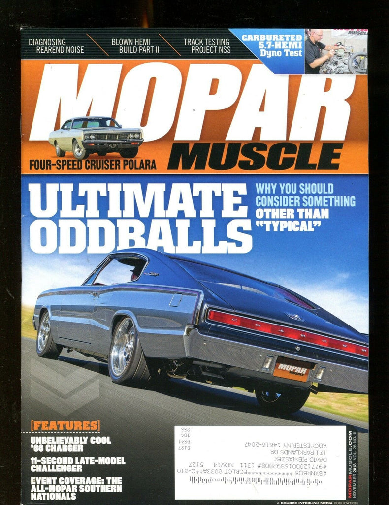 Mopar Muscle Magazine November 2013 Ultimate Oddballs EX w/ML 011617jhe