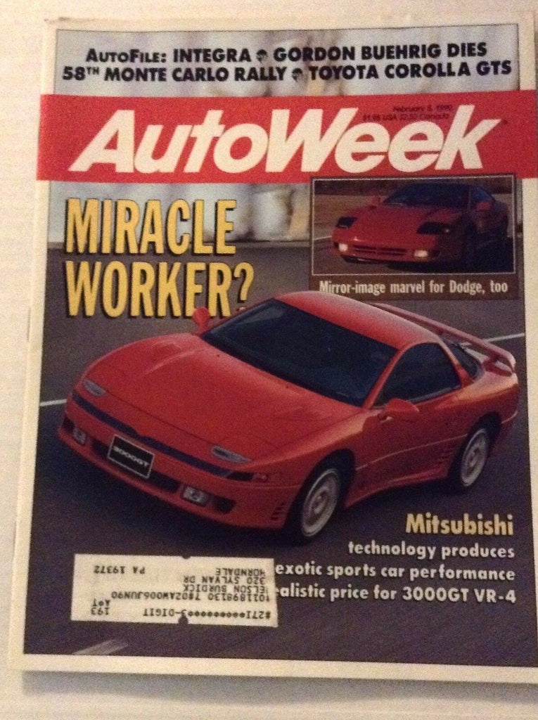 Autoweek Magazine Magazine Mitsubishi 3000GT VR-4 February 5, 1990 011717RH