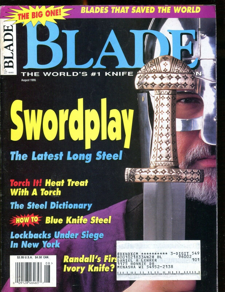 Blade Magazine August 1995 Swordplay EX w/ML 012417jhe