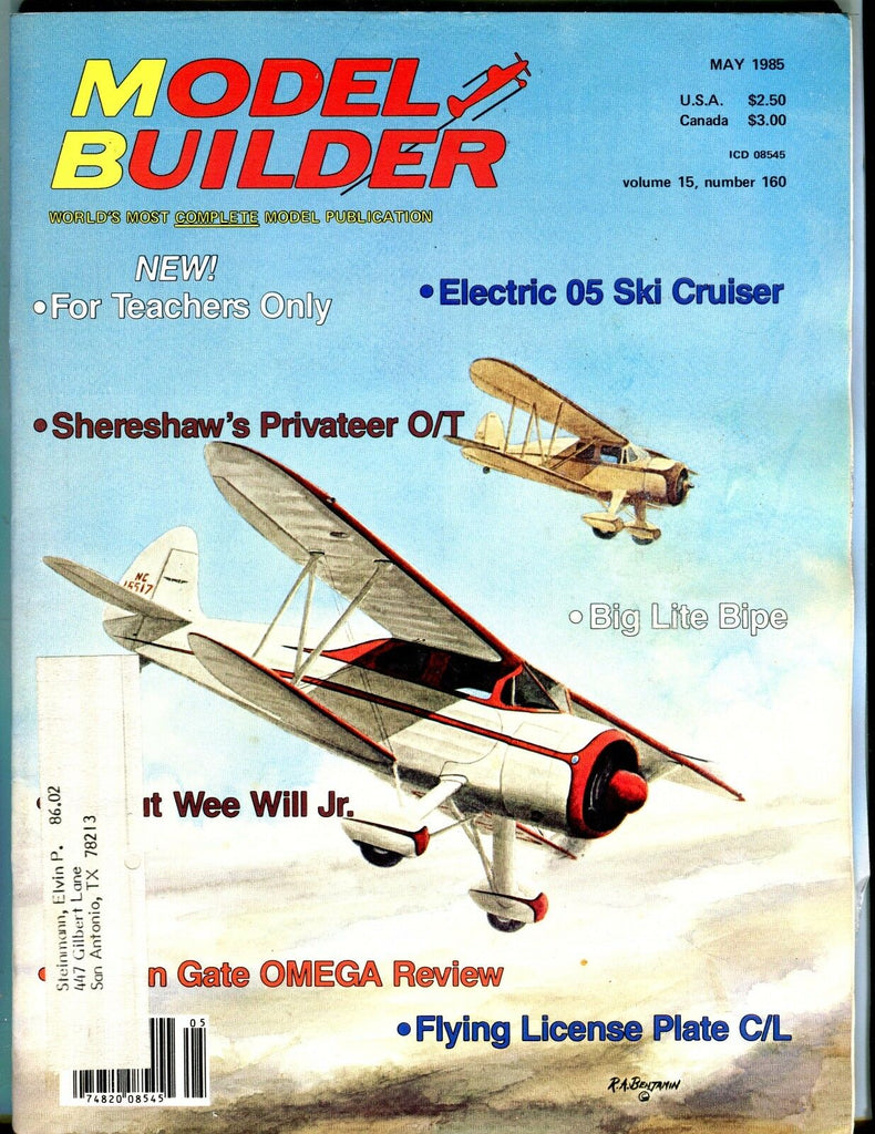 Model Builder Magazine May 1985 Big Lite Bipe EX w/ML 041217nonjhe