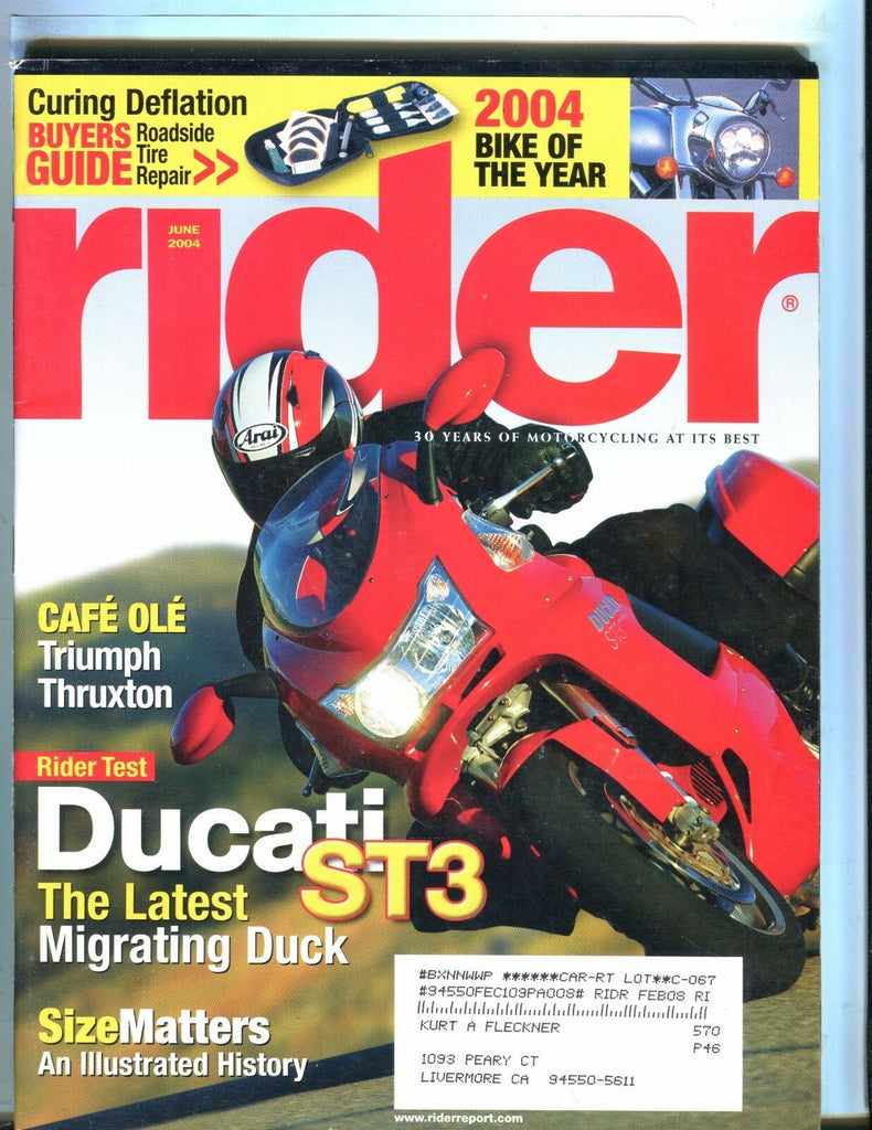 Rider Magazine June 2004 Ducati ST3 EX w/ML 050717nonjhe