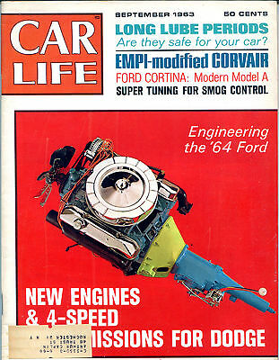 Car Life Magazine September 1963 Dodge Engines Transmissions EX ML 121415jhe