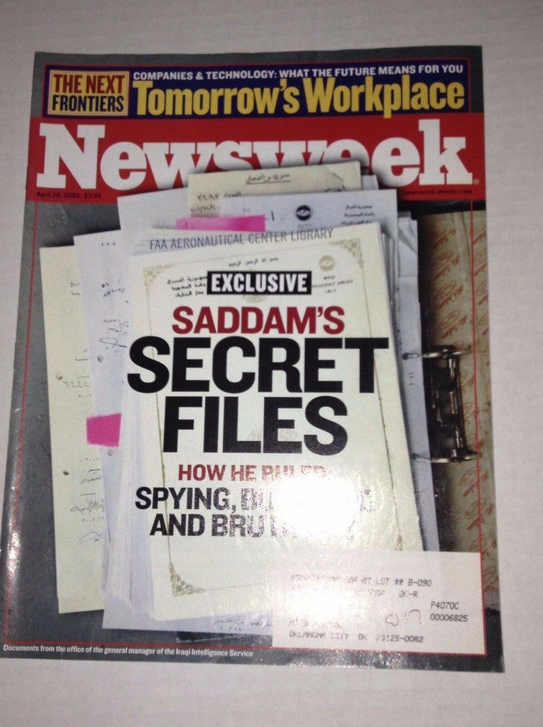 Newsweek Magazine Saddam Hussein's Secret Files April 28, 2003 FAA 022917NONRH