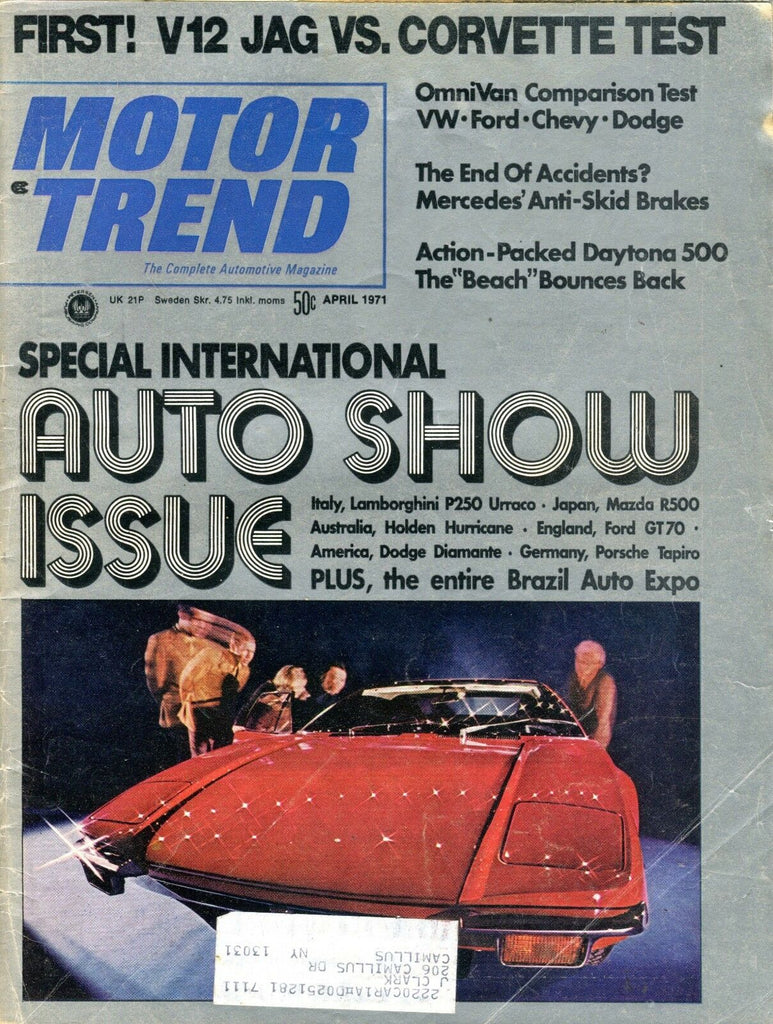 Motor Trend Magazine April 1971 Auto Show Issue VG w/ML 091916jhe