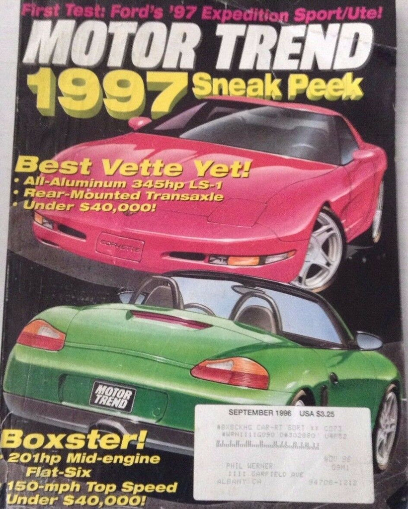 Motor Trend Magazine CorvetteBoxster Expedition September 1996 080317nonrh