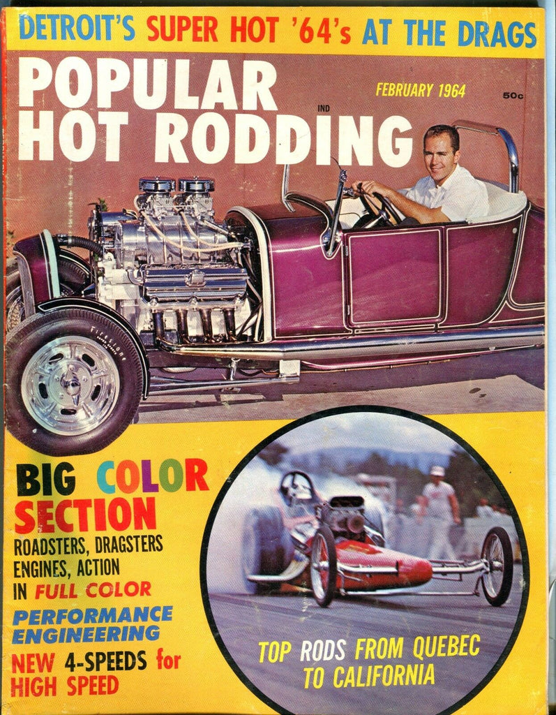 Popular Hot Rodding Magazine February 1964 Color Section EX No ML 030617nonjhe