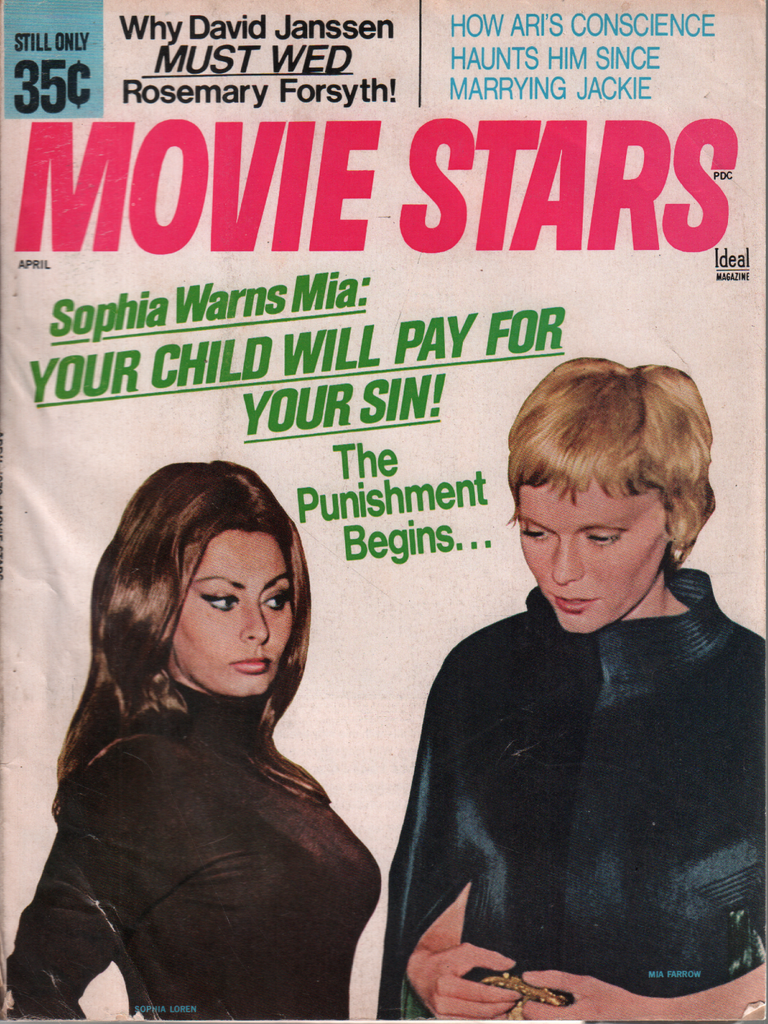 Movie Stars April 1970 Sophia Loren Mia Farrow David Janssen 032420DBE