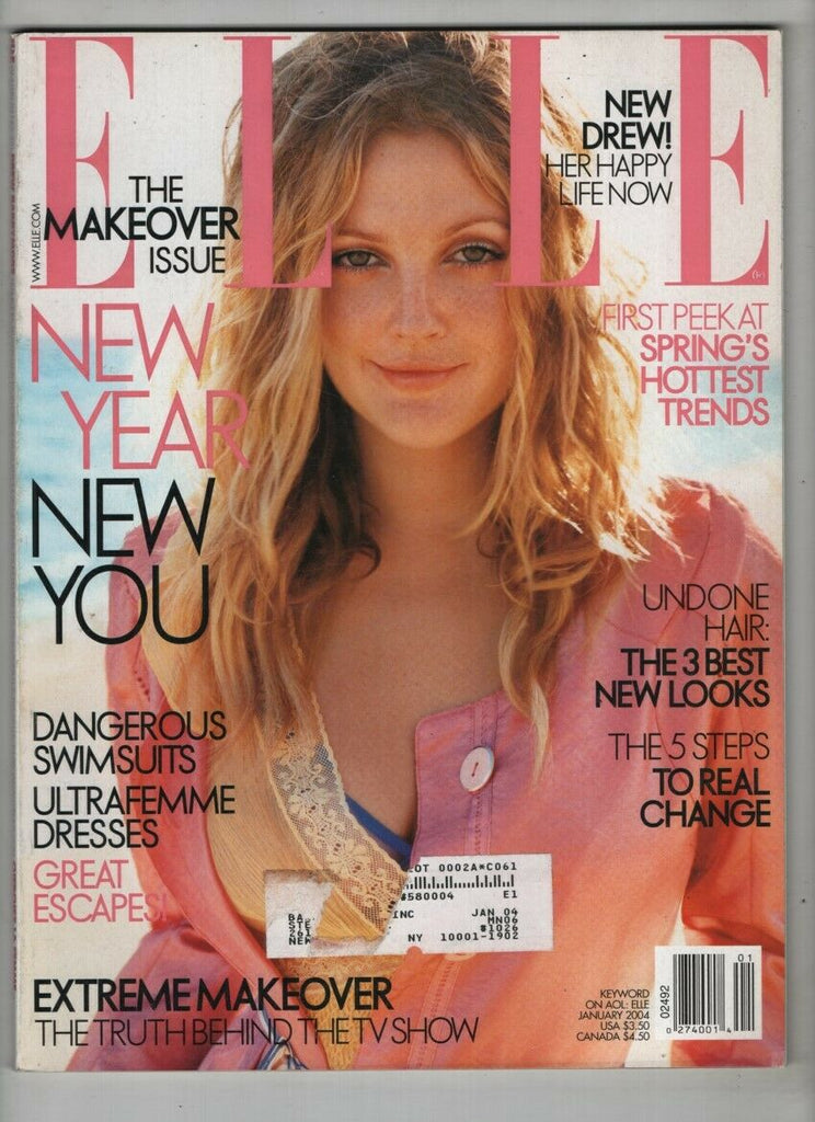Elle Magazine Drew Barrymore The Makeover Issue January 2004 092820nonr