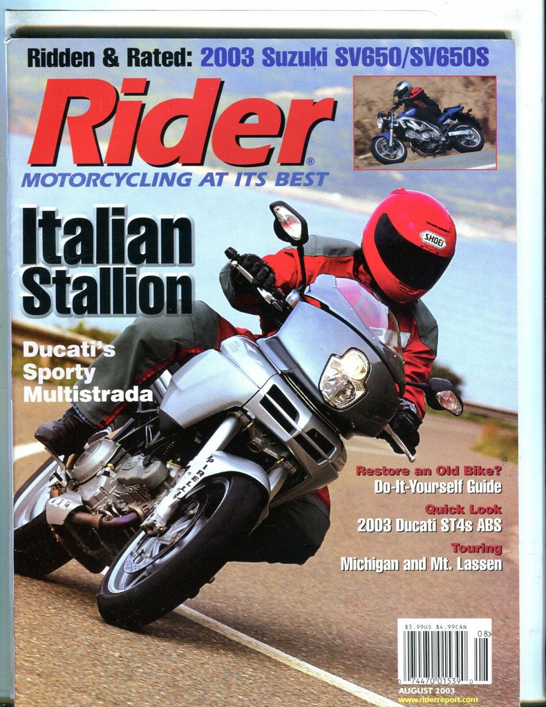 Rider Magazine August 2003 Ducati Multistrada EX No ML 051017nonjhe