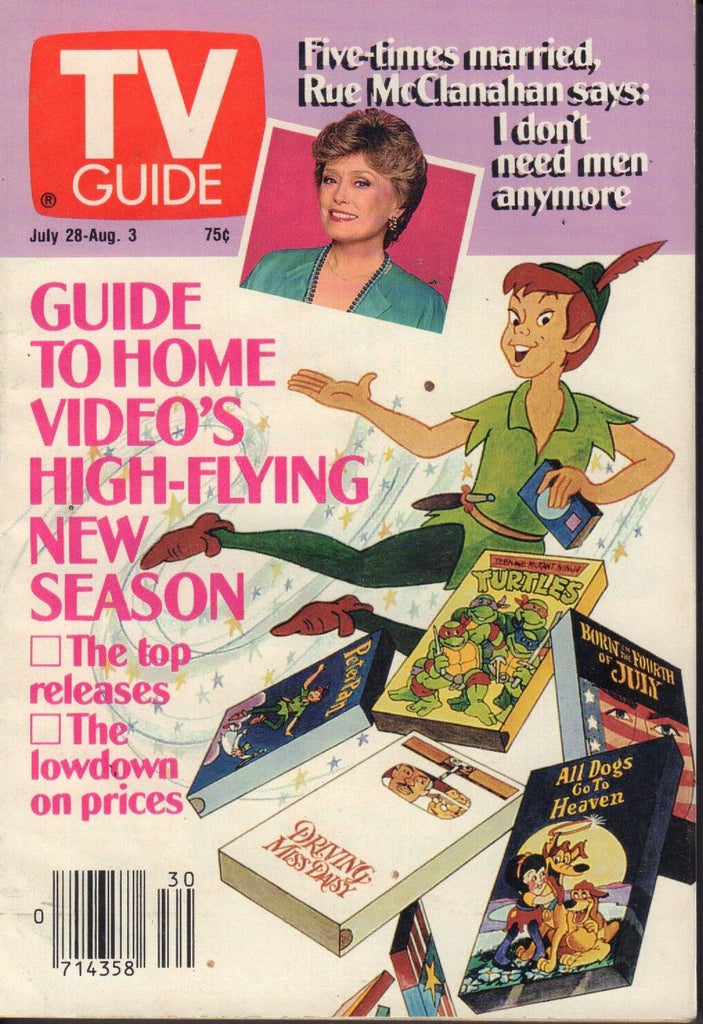 TV Guide Magazine Jul. 28-Aug. 3 1990 Peter Pan Rue McClanahan 090917nonjhe