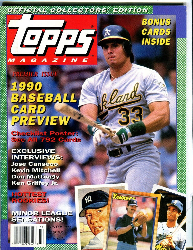 Topps Magazine Winter 1990 Jose Canseco EX w/Mint Cards 042617nonjhe