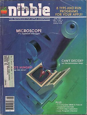 nibble magazine June 1986 Microscope, Applesoft,DBMS in Pascal w/ML VG 010416DBE