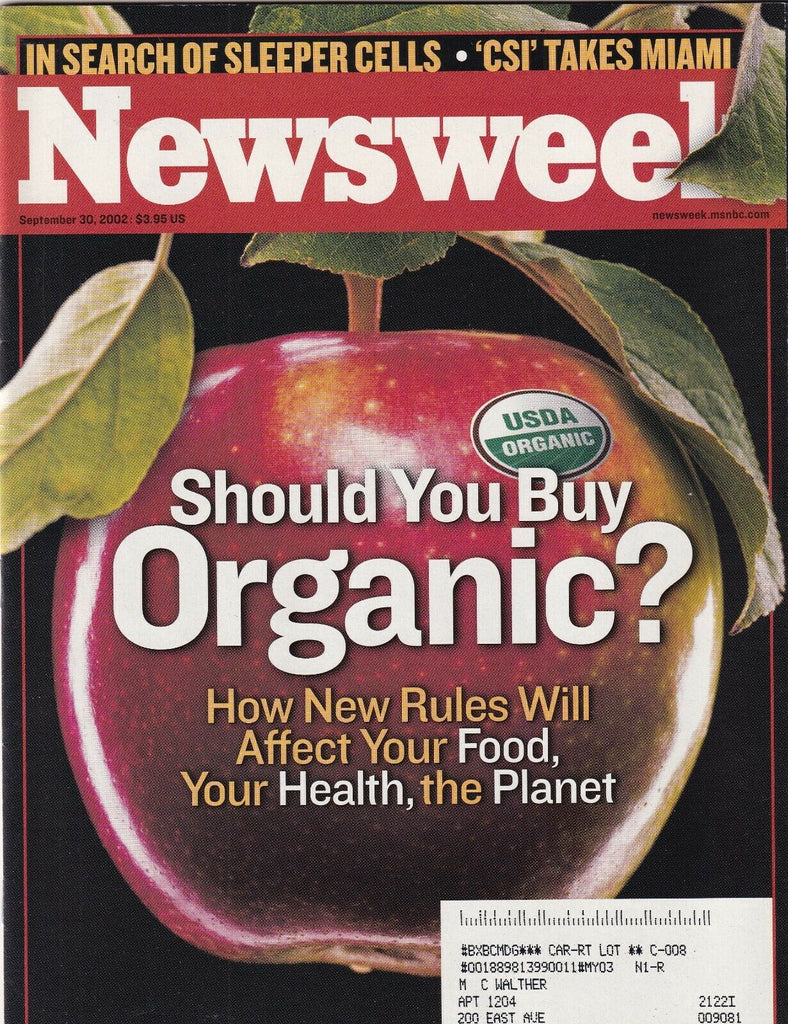 Newsweek Mag Should You Buy Organic September 30, 2002 102219nonr