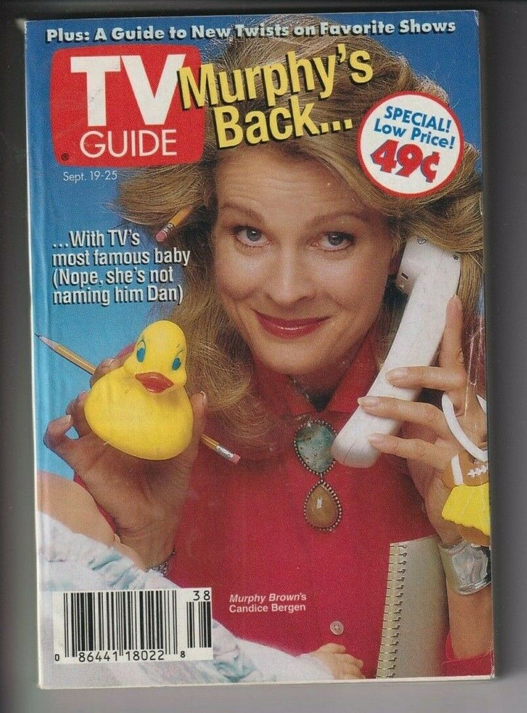 Tv Guide Mag Murphy Brown's Candice Bergen September 19-25, 1992 110519nonr