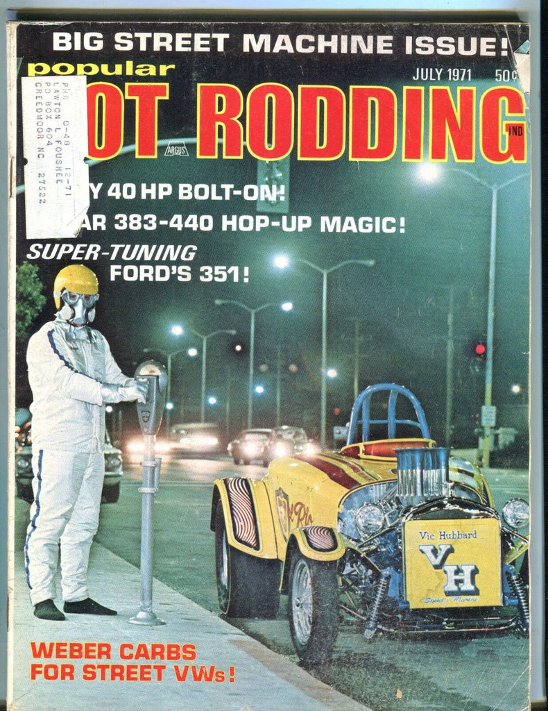Popular Hot Rodding Magazine July 1971 Weber Carbs VG w/ML 050717nonjhe