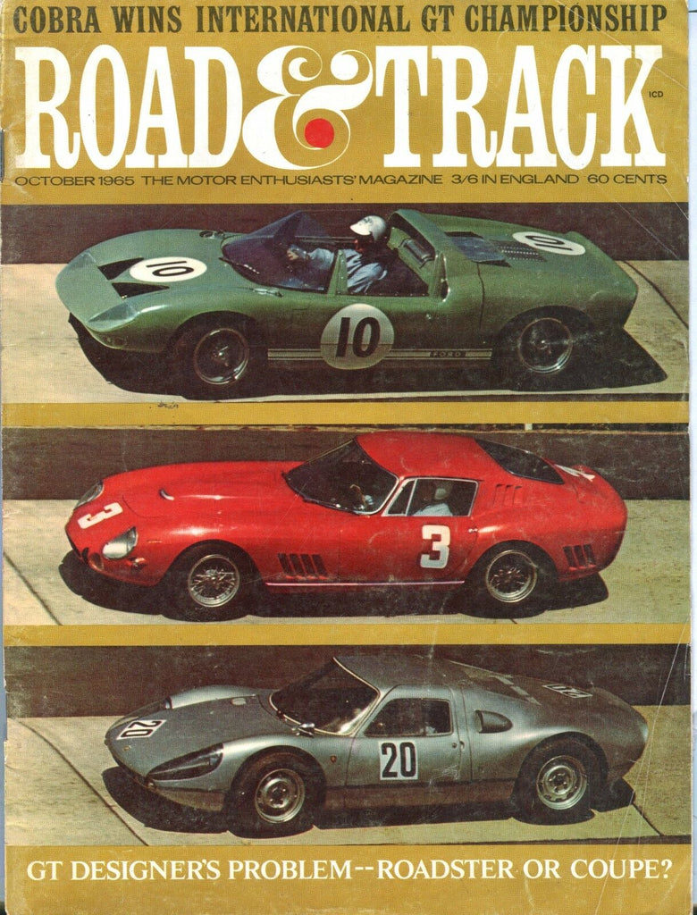 Road & Track Magazine October 1965 GT Roadster Coupe VG No ML 031617nonjhe