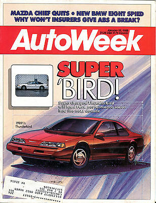 AutoWeek Magazine January 11 1988 Super 'Bird! Thunderbird EX 022216jhe