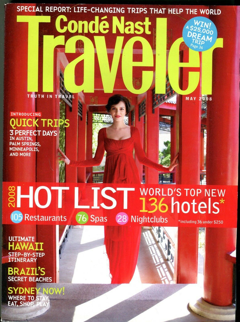 Conde' Nast Traveler Magazine May 2008 Top Hotels EX No ML 101516jhe