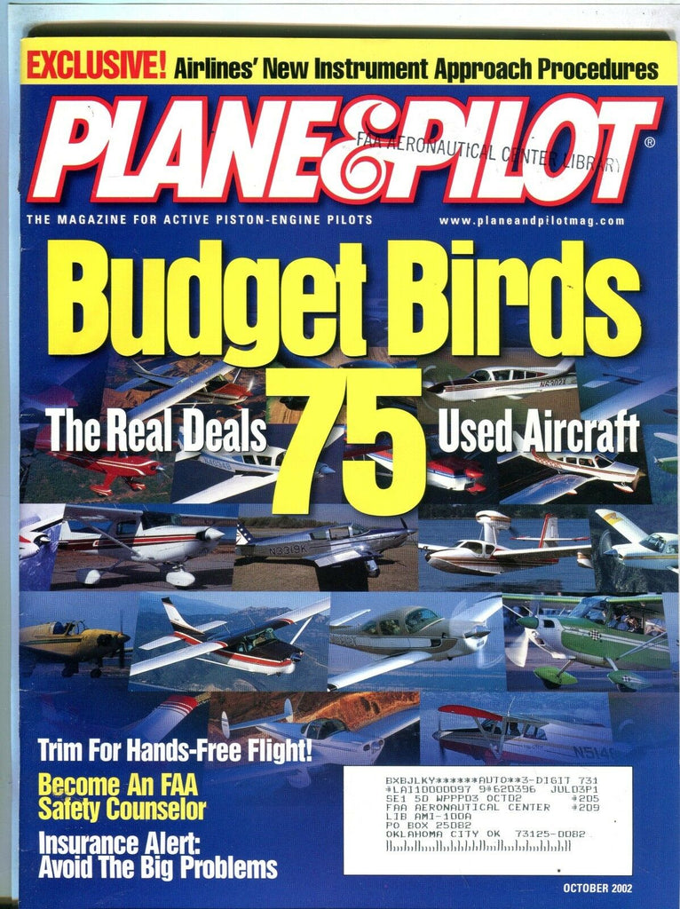 Plane & Pilot Magazine October 2002 Budget Birds EX w/ML FAA Library 101916jhe