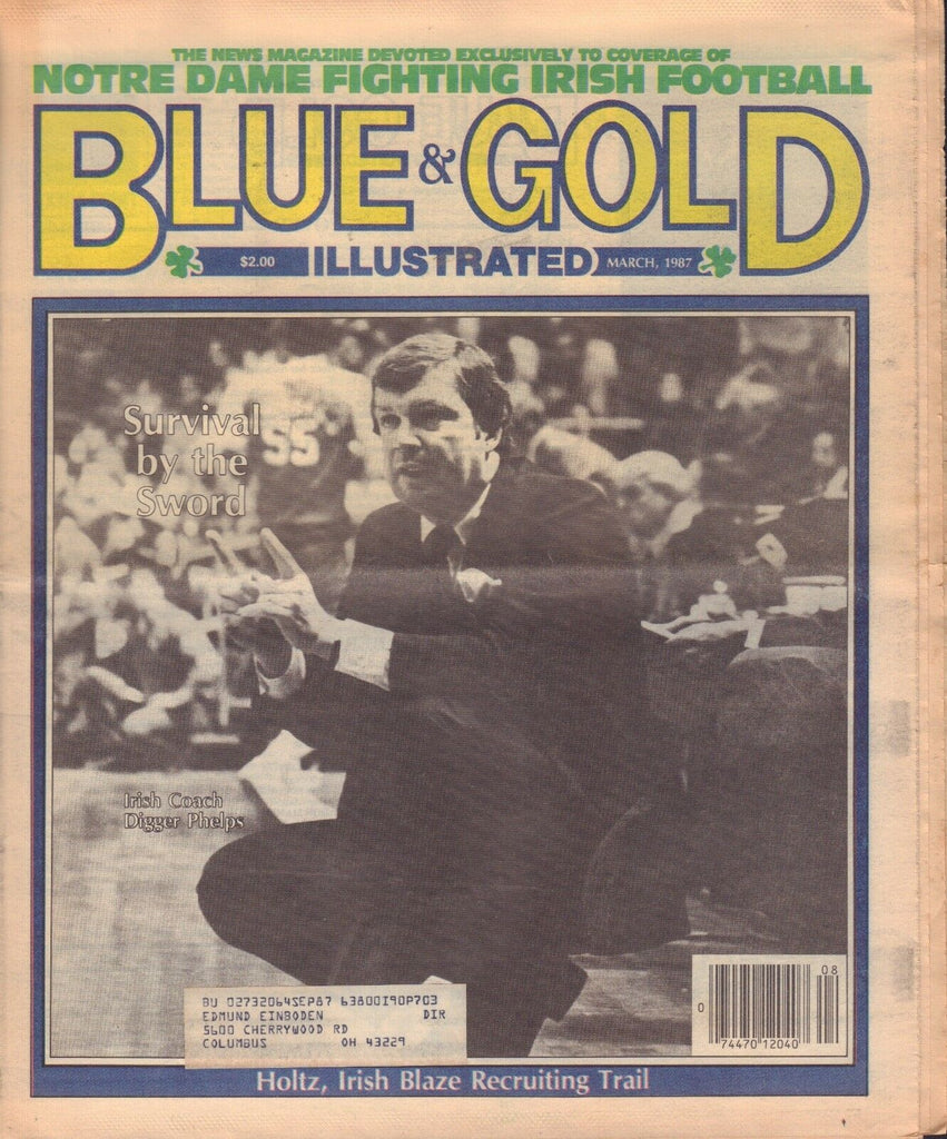 Blue & Gold Illustrated March 1987 Notre Dame Digger Phelps 081417nonjhe