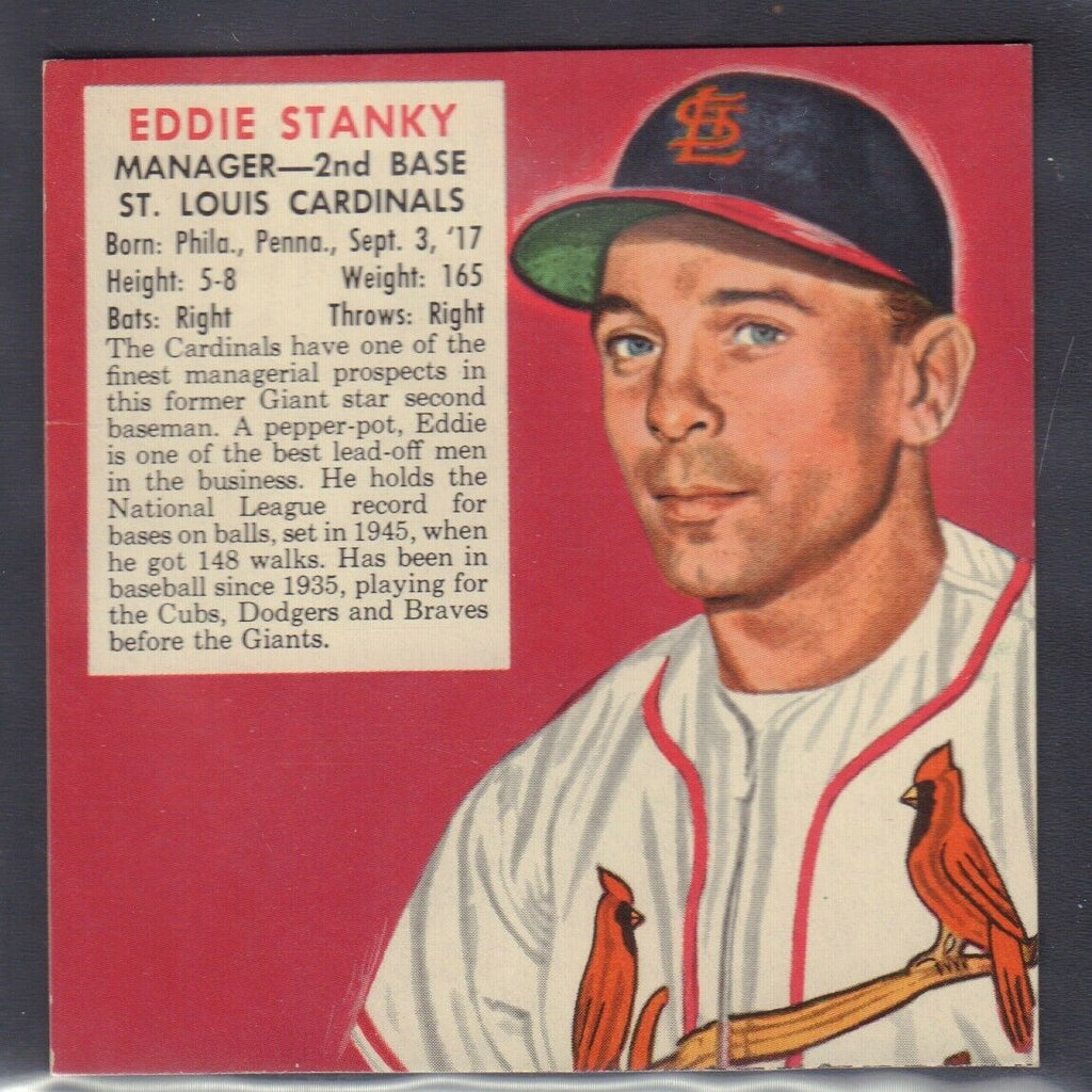 1953 Eddie Stanky St Louis Cardinals Red Man Tobacco Cut Baseball Card 030819DBT
