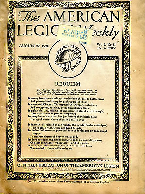 The American Legion Weekly Newspaper August 27 1920 GD 072516jhe