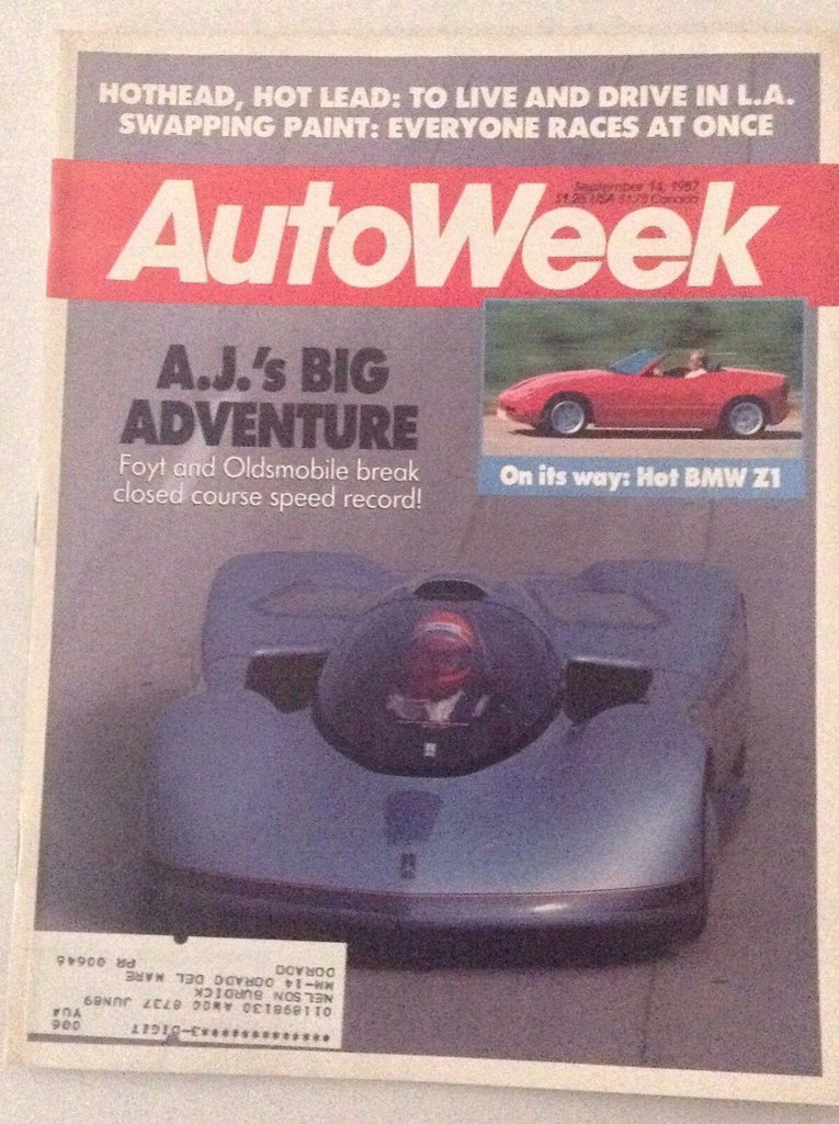 Autoweek Magazine A.J. Foyt Oldsmobile September 14, 1987 011717RH