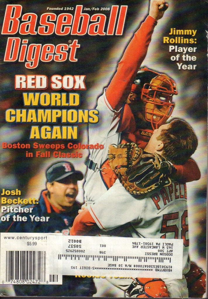 Baseball Digest Magazine Jan./Feb. 2008 Josh Beckett 081617nonjhe
