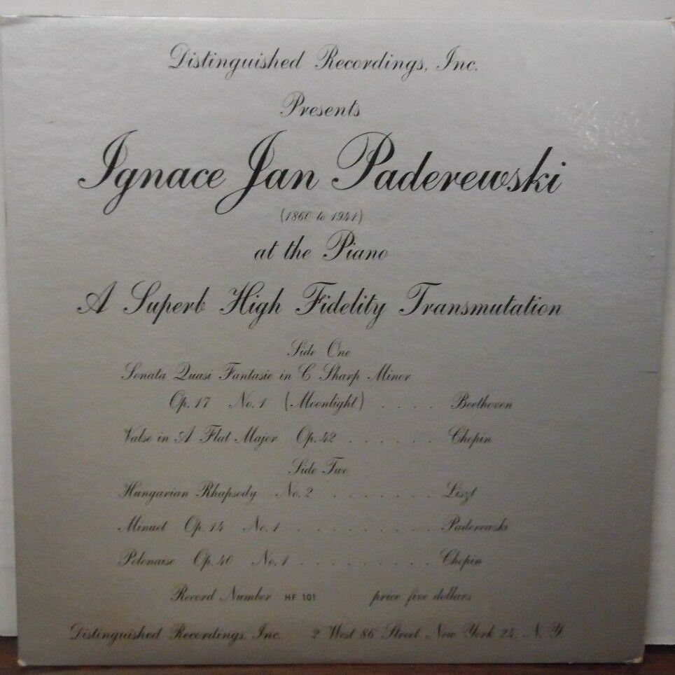 Ignace Jan Paderewski at the Piano vinyl HP101 031718LLE