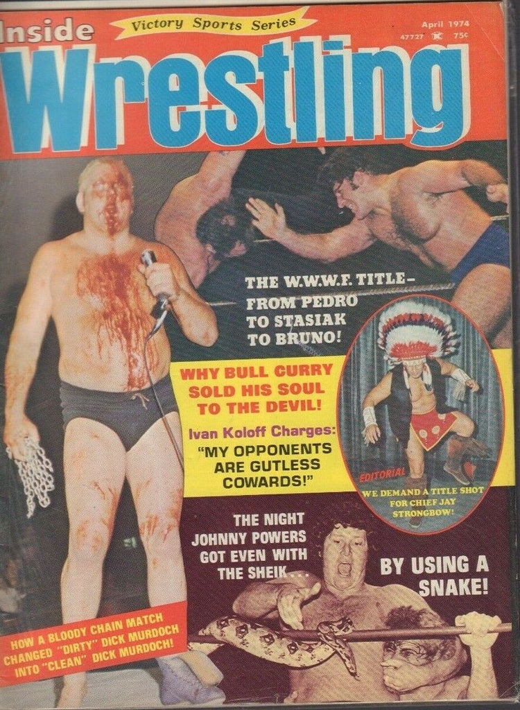 Inside Wrestling April 1974 Bull Curry Ivan Koloff Bruno Sammartino 022719DBE