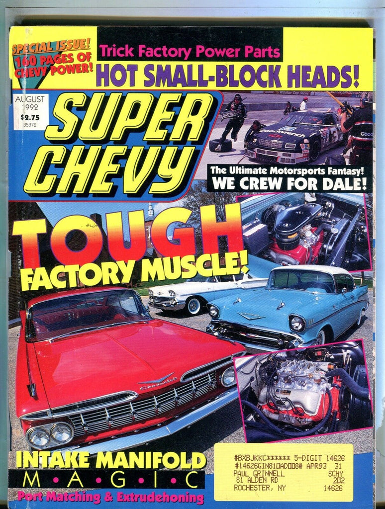 Super Chevy Magazine August 1992 Dale Earnhardt VG w/ML 031717nonjhe