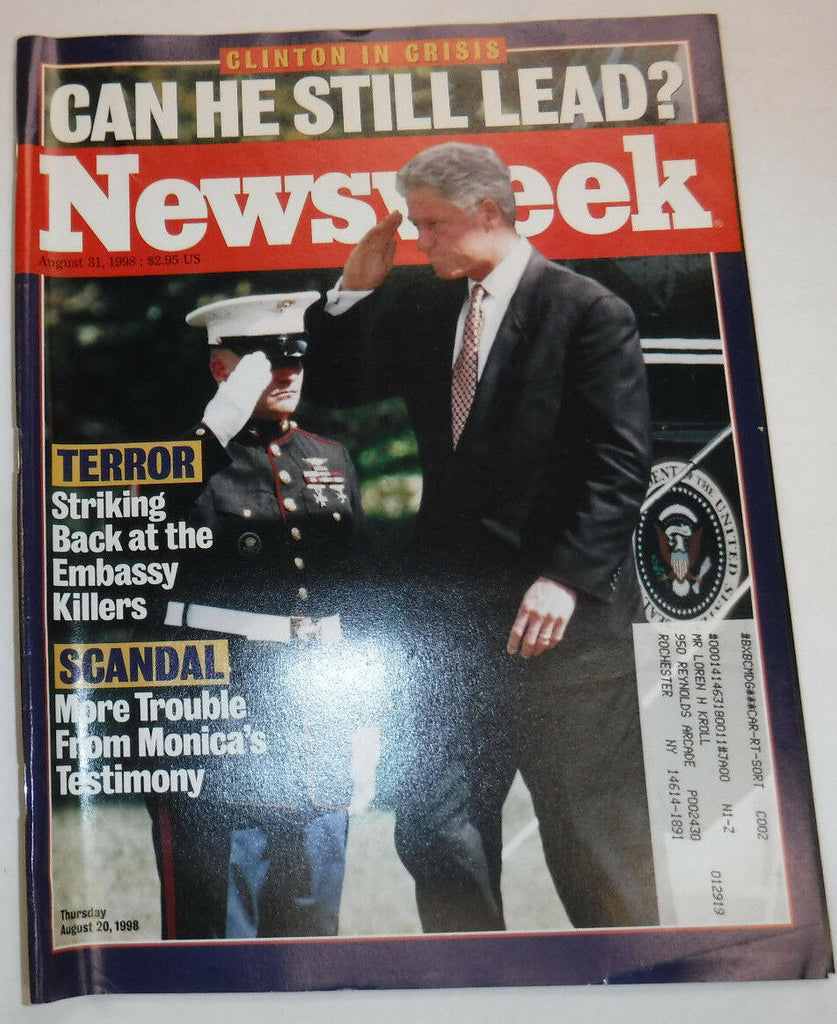 Newsweek Magazine Bill Clinton Embassy Killers August 31, 1998 101816R