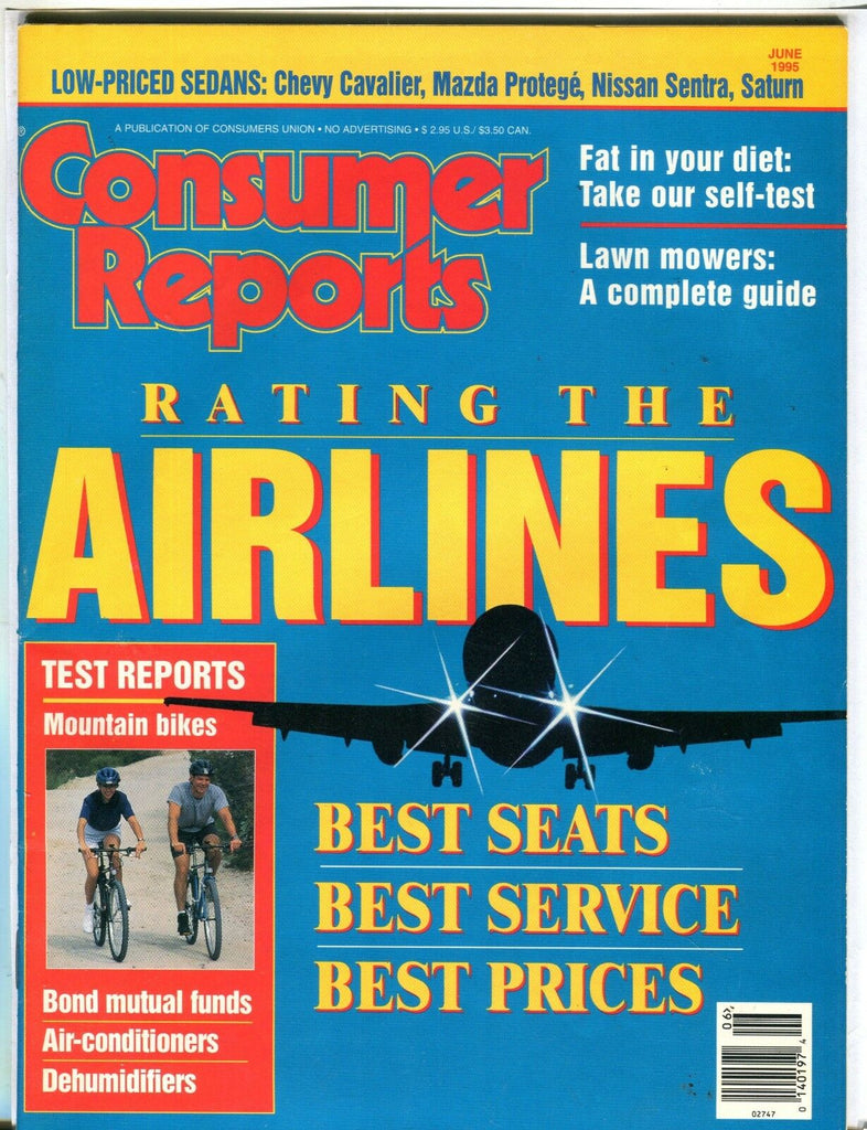 Consumer Reports Magazine June 1995 Rating The Airlines EX No ML 092816jhe