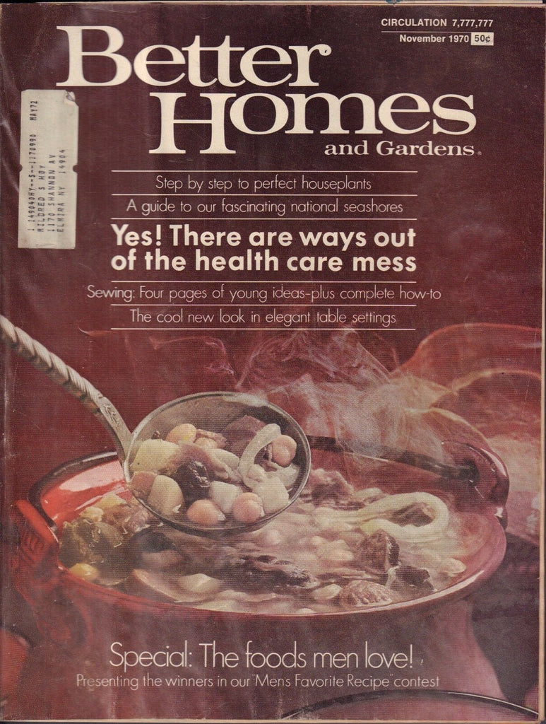 Better Homes and Gardens November 1970 The Foods Men Love w/ML 011117DBE