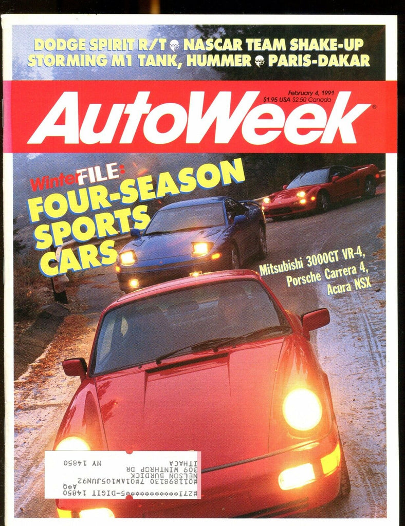 AutoWeek Magazine February 4 1991 Porsche Carrera 4 EX w/ML 022517nonjhe
