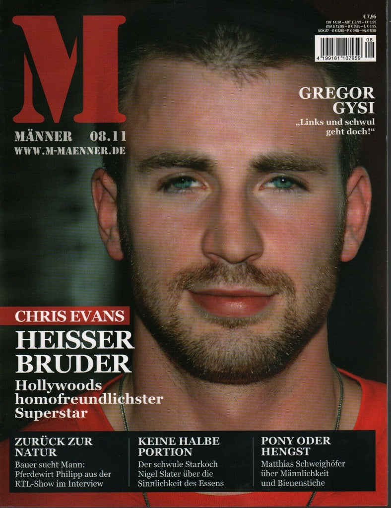 Manner German Gay Interest Magazine August 2011 Chris Evans Gregor Gysi 30420AME