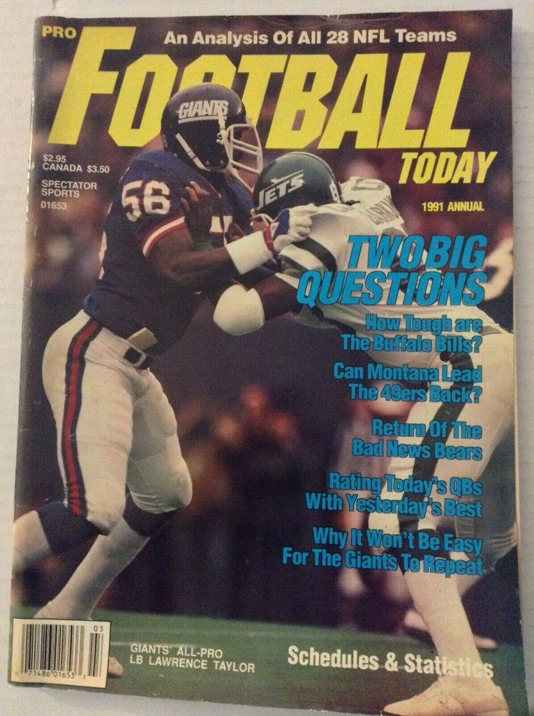 Football Today Magazine Lawrence Taylor 1991 Annual 031819nonrh