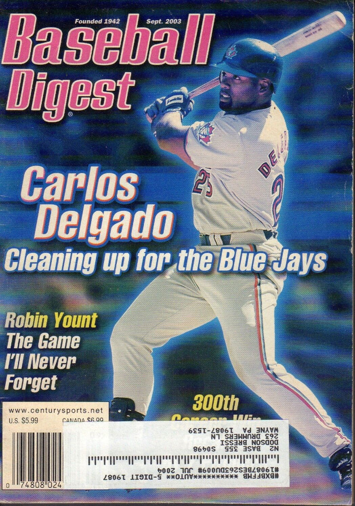 Baseball Digest Magazine September 2003 Carlos Delgado 101617nonjhe