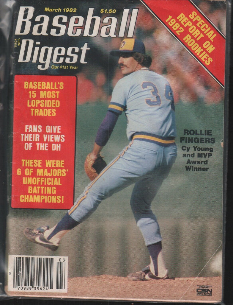Baseball Digest March 1982 Rollie Fingers 101618ame