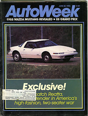 AutoWeek Magazine June 30 1986 Buick Reatta Mazda Mustang EX 012616jhe