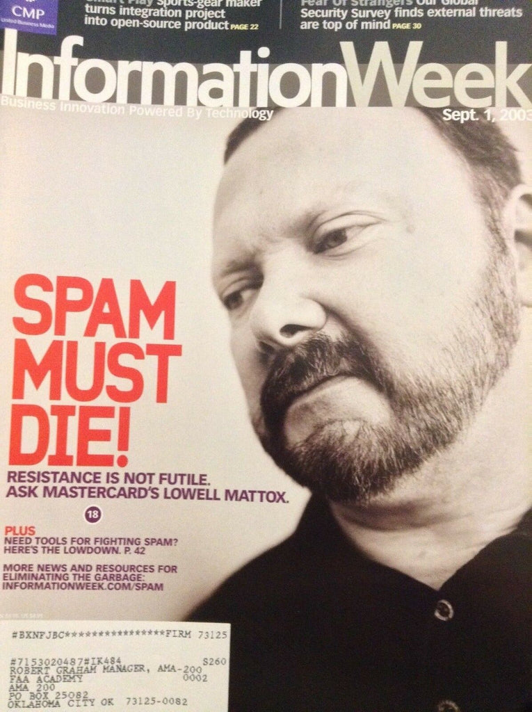Information Week Magazine Mastercard Lowell Mattox September 1, 2003 051018nonrh