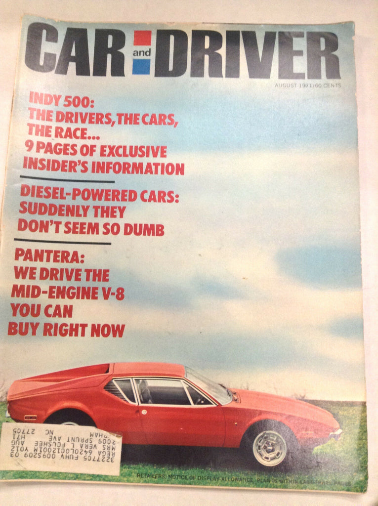 Car And Driver Magazine Indy 500 Diesel Powered August 1971 052217nonr