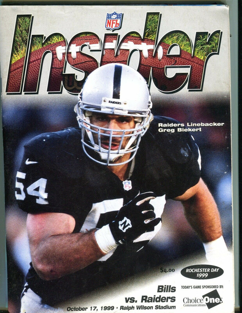 NFL Insider Magazine Bills vs. Raiders 1999 Greg Biekert EX 051717nonjhe