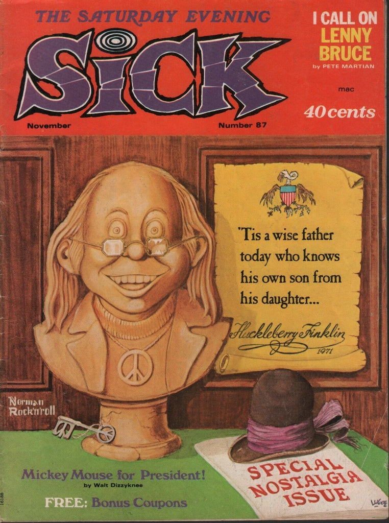 SICK November 1971 Lenny Bruce Mickey Mouse 061218DBE