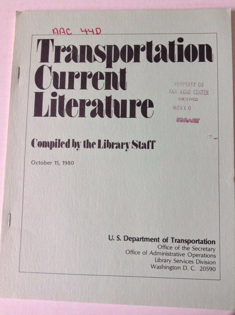 Transportation Current Literature Magazine October 15, 1980 FAL 050517nonrh
