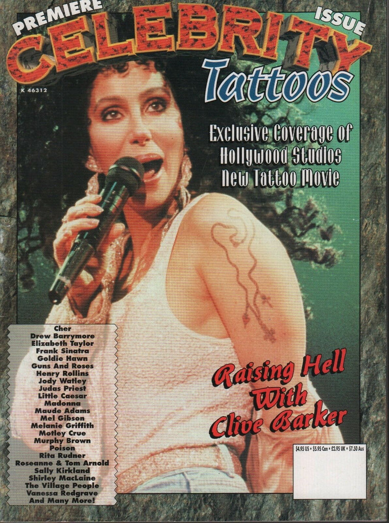Celebrity Tattoos Premiere Issue Vol.1 No.1 1993 Cher Drew Barrymore 080818DBE