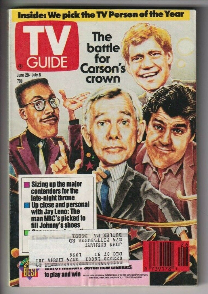 TV Guide Mag Arsenio Hall Jay Leno Letterman June/July 5, 1991 111919nonr
