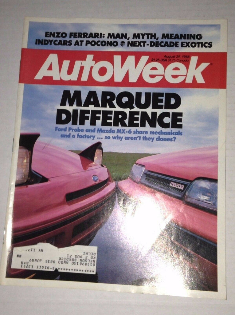 Autoweek Magazine Ford Probe Mazda MX-6 Enzo Ferrari August 29, 1988 011717RH