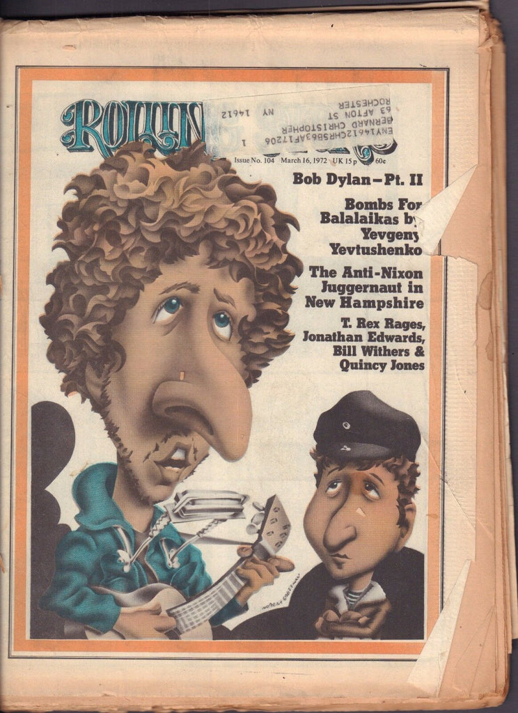 Rolling Stone March 16 1972 Bob Dylan Part 2 w/ML 121316DBE